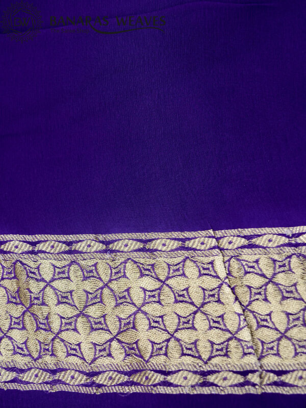Banarasi Khaddi Georgette Saree Violet Color Big Booti Design