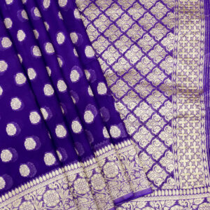 Banarasi Khaddi Georgette Saree Violet Purple Color Big Booti Design