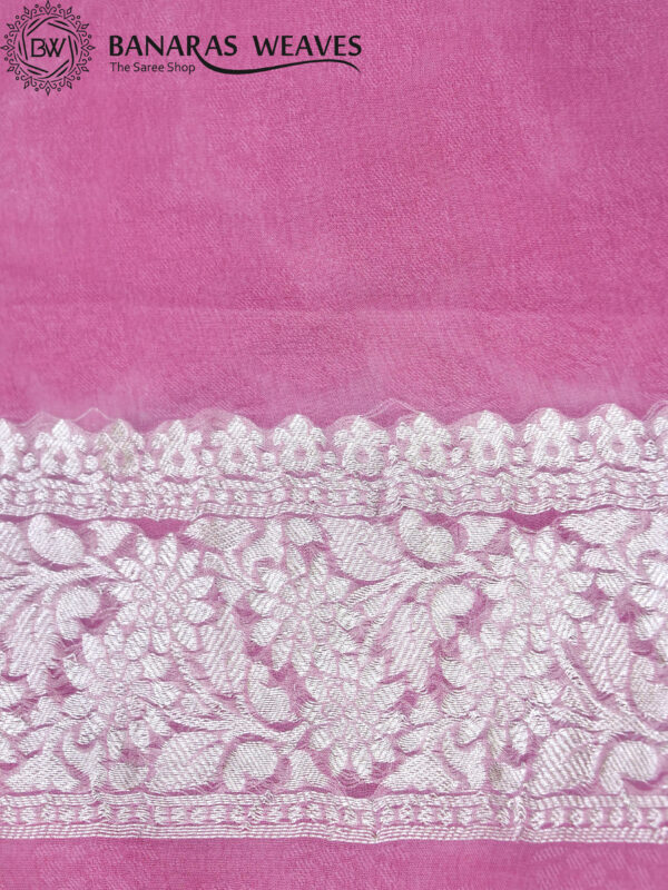 Banarasi Khaddi Georgette Saree Silver Zari Light Pink Color Jaal Design