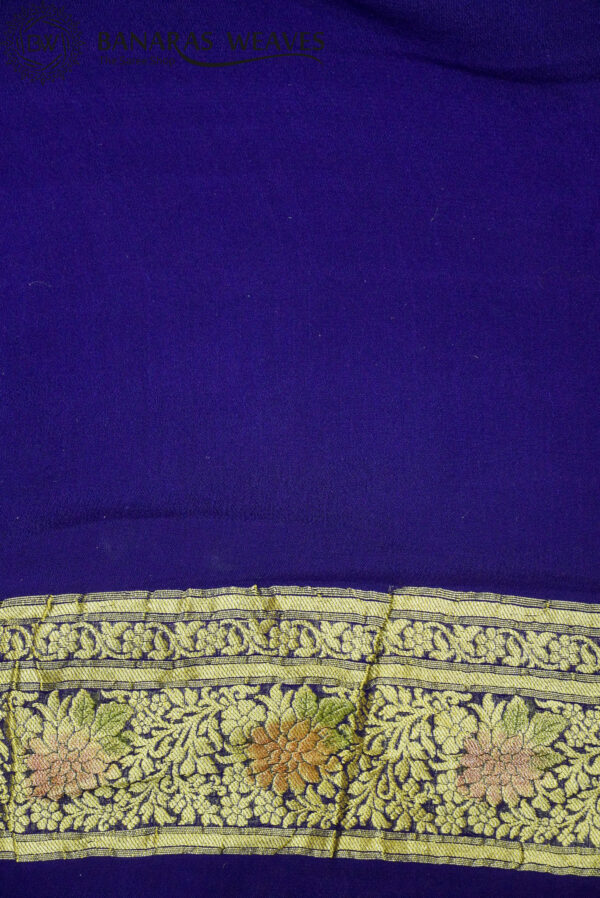 Pure Khaddi Georgette Saree Blue Color Jaal Design Brush Dyed