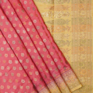 Pure Banarasi Butter Silk Saree Contrast Color Pink & Cream Color