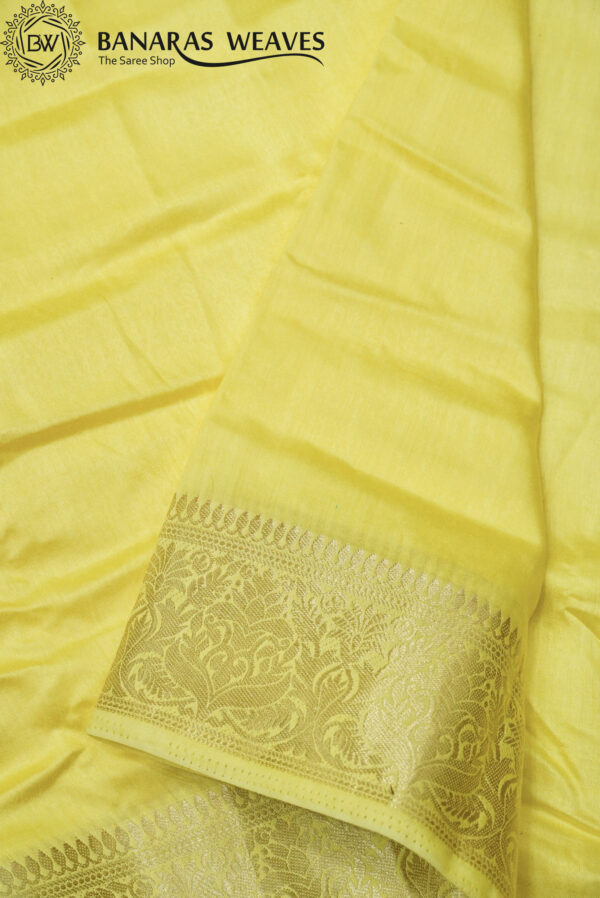 Banarasi Plain Chinya Silk Saree Lemon Color