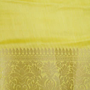 Banarasi Plain Chinya Silk Saree Lemon Yellow Color