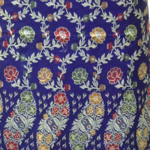 Banarasi Silk Suit Gold Zari Jaal Design Meenakari Work 2D Contrast – Blue And Seagreen Color