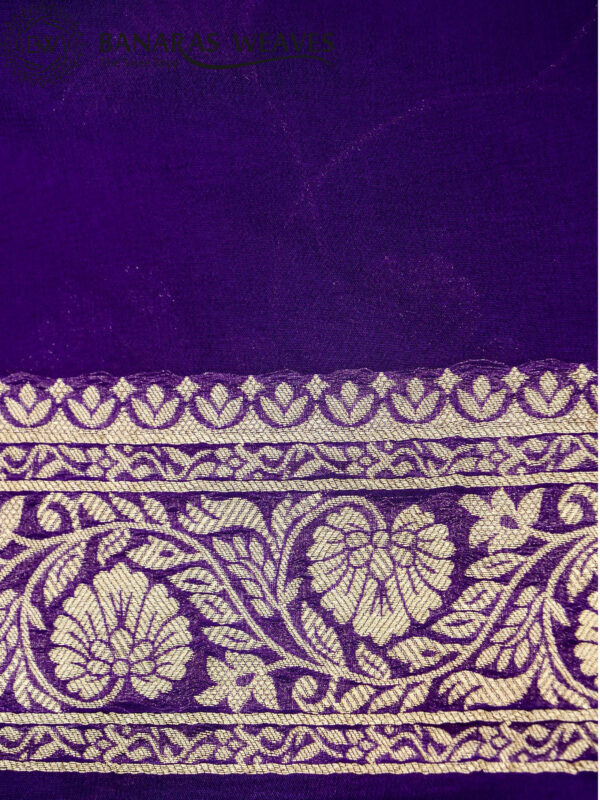 Banarasi Khaddi Georgette Saree Gold Zari Big Jaal Design - Violet Color