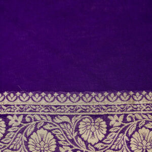 Banarasi Khaddi Georgette Saree Gold Zari Big Jaal Design – Violet Color