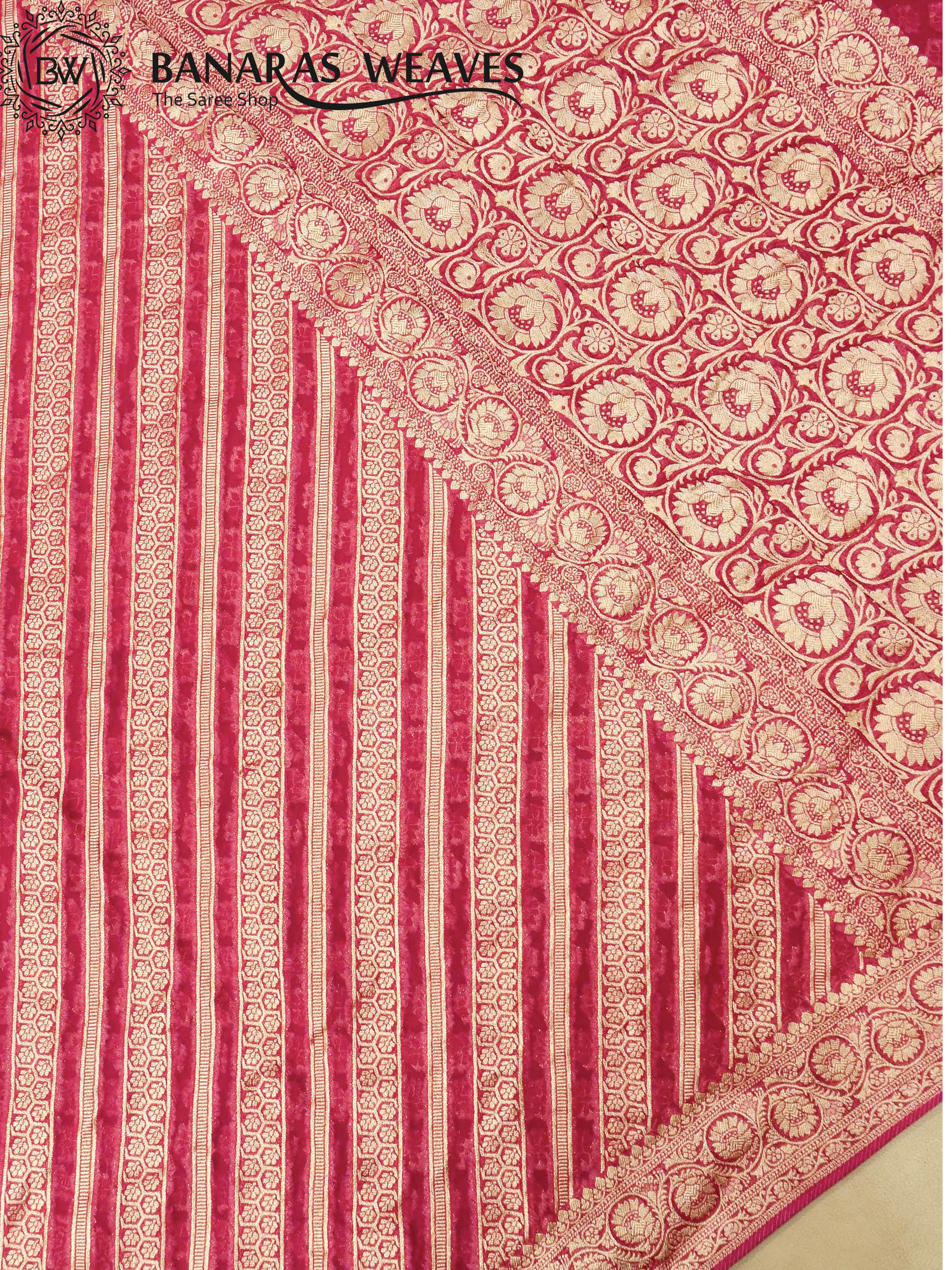 Banarasi Khaddi Georgette Saree Gold Zari Ada Design - Pink Color