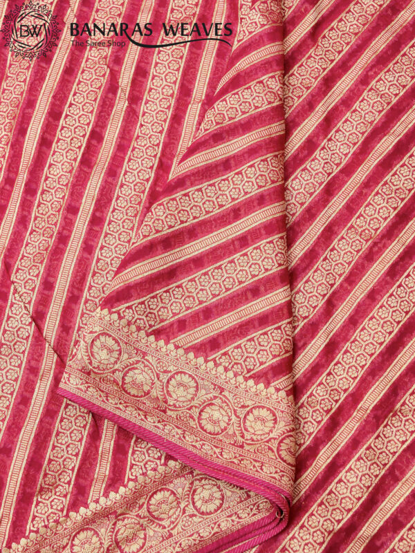 Banarasi Khaddi Georgette Saree Gold Zari Ada Design - Pink Color