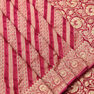 Banarasi Khaddi Georgette Saree Gold Zari Ada Design – Pink Color