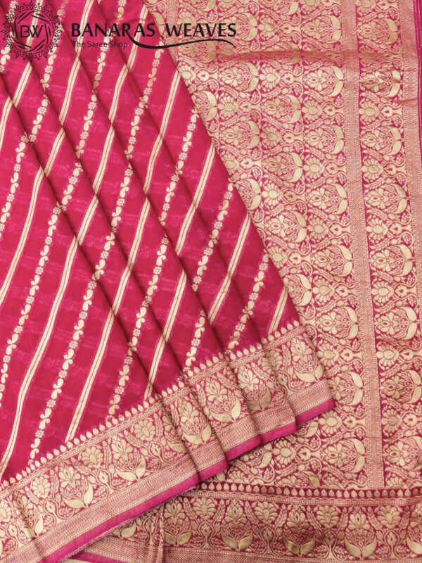 Banarasi Khaddi Georgette Saree Gold Zari Ada Design - Dark Pink Color