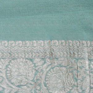 Banarasi Khaddi Georgette Saree Silver Zari Jaal Design – Seagreen Color