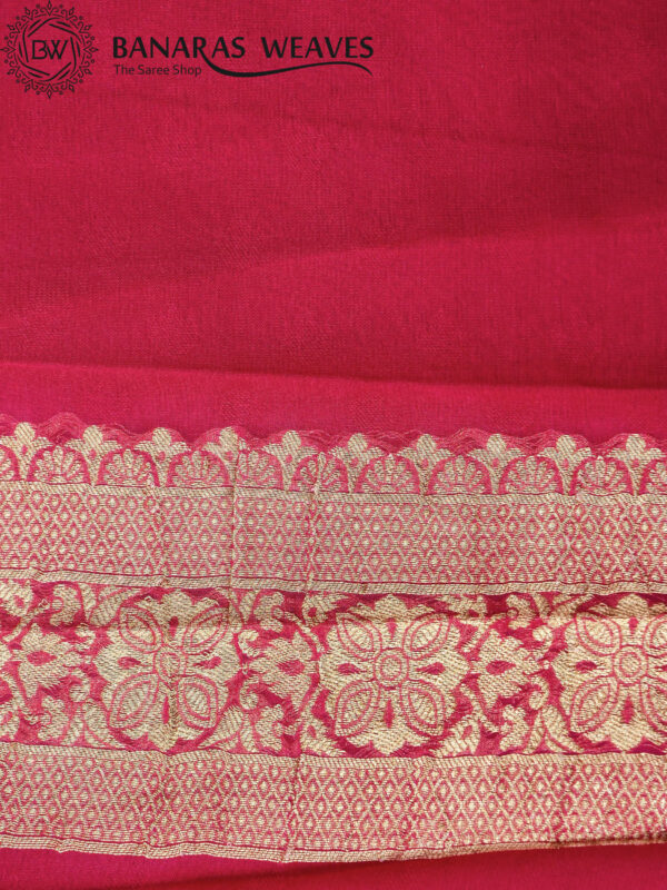 Banarasi Khaddi Georgette Saree Gold Zari Flower Design - Pink Color