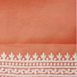 Banarasi Kora/Organza Saree Jaal Design Embroidery Work – Peach Color