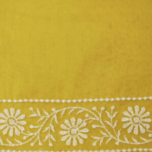 Banarasi Kora/Organza Saree Flower Booti Design Embroidery Work – Yellow Color
