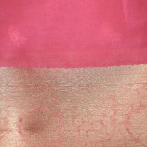 Banarasi Kora/Organza Saree Leaf Design Embroidery Work Light – Pink Color