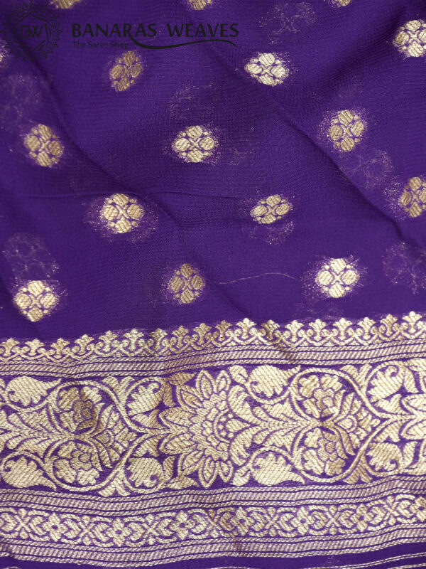 Banarasi Khaddi Georgette Saree Gold Zari Fine Jaal Design - Violet Color