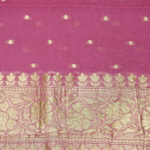 Banarasi Khaddi Georgette Saree Gold Zari Fine Jaal Design – Light Pink Color