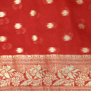 Banarasi Khaddi Georgette Saree Gold Zari Jaal Design – Red Color