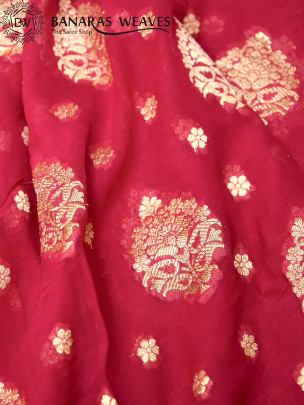 Banarasi Khaddi Georgette Saree Gold Zari Boota Booti Design - Pink Color