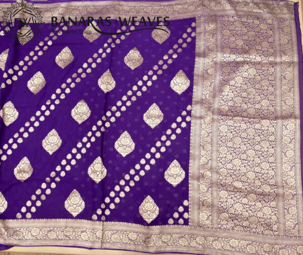 Banarasi Khaddi Georgette Saree Gold Zari Ada Booti Boota Design - Violet Color