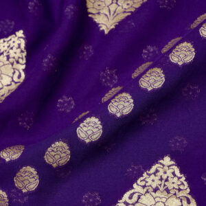 Banarasi Khaddi Georgette Saree Gold Zari Ada Booti Boota Design – Violet Color