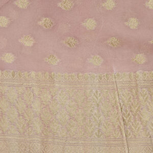 Banarasi Khaddi Georgette Saree Gold Zari Jaal Design Multicolor – Light Pink Color