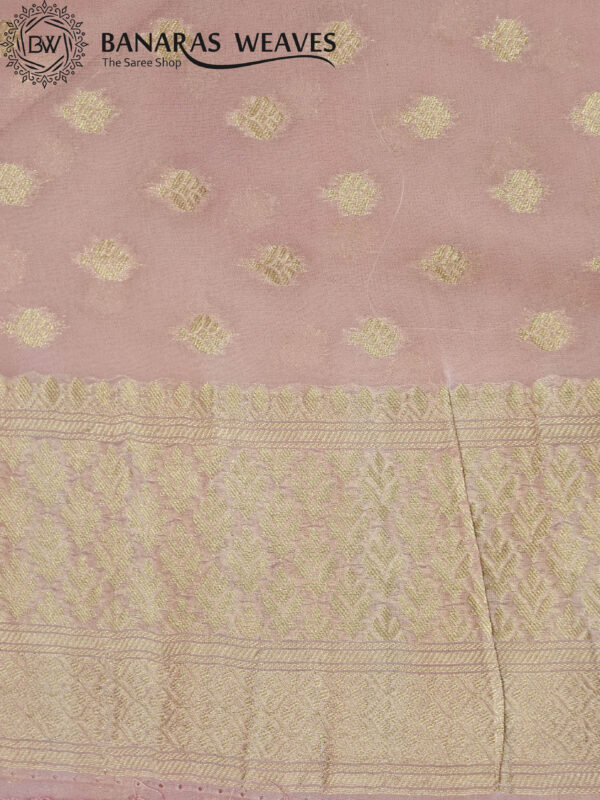 Banarasi Khaddi Georgette Saree Gold Zari Jaal Design Multicolor - Light Pink Color