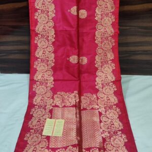 Pure Banarasi Kadhwa Katan Silk Saree Handloom Fancy Border Gold Zari Boota Design – Pink Color