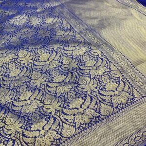 Janhvi Kapoor Pure Banarasi Katan Silk Saree Handloom – Blue Color