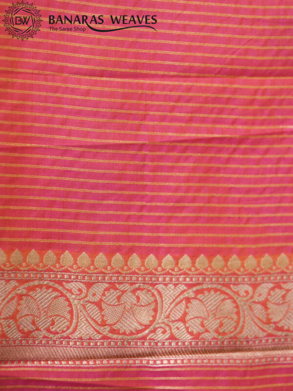 Pure Banarasi Katan Silk Saree Handloom Gold Zari Jaal Design - Peach Color