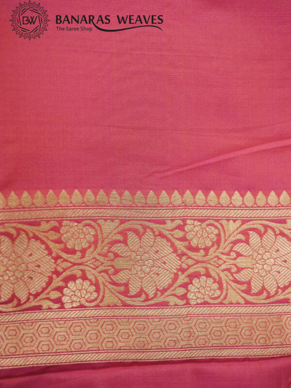 Pure Banarasi Katan Silk Saree Handloom Gold Zari Big Jaal Design - Peach Color