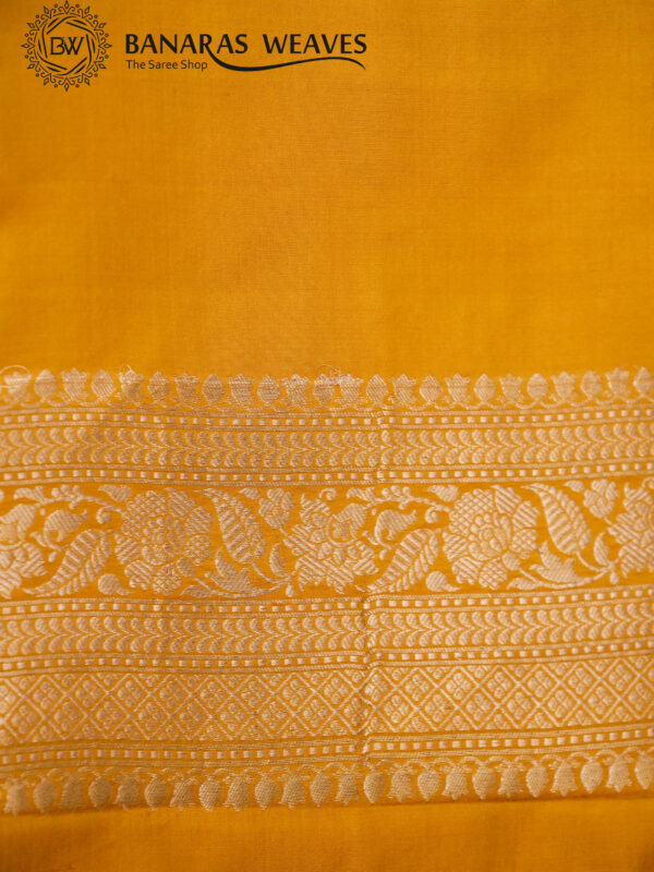 Pure Banarasi Katan Silk Saree Handloom Gold Zari Jaal Design - Mustard Color