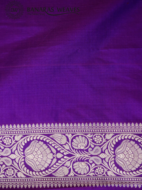 Pure Banarasi Katan Silk Saree Handloom Gold Zari Jaal Design - Purple Color