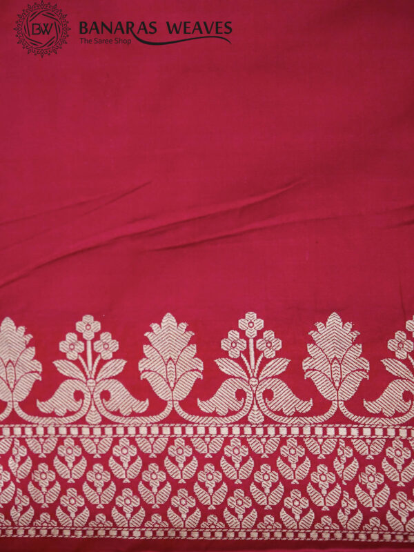 Pure Banarasi Katan Silk Saree Handloom Gold Zari Polka Dot Design - Dark Pink Color