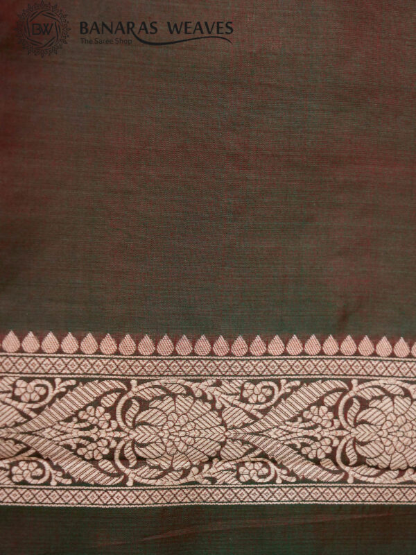 Pure Banarasi Katan Silk Saree Handloom Gold Zari Jaal Design - Brown Color