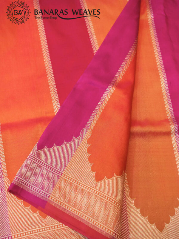 Pure Banarasi Katan Silk Saree Handloom Gold Zari Rangkaat Fancy Design - Pink Color