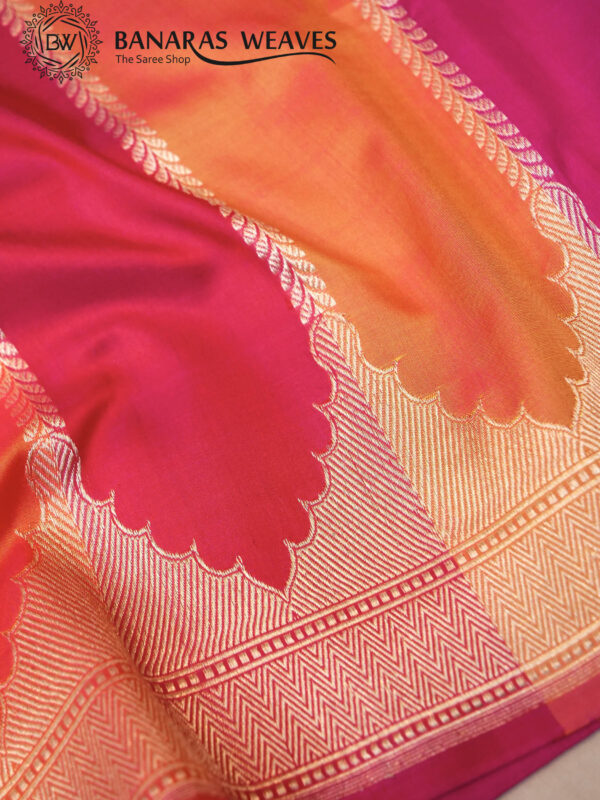 Pure Banarasi Katan Silk Saree Handloom Gold Zari Rangkaat Fancy Design - Pink Color