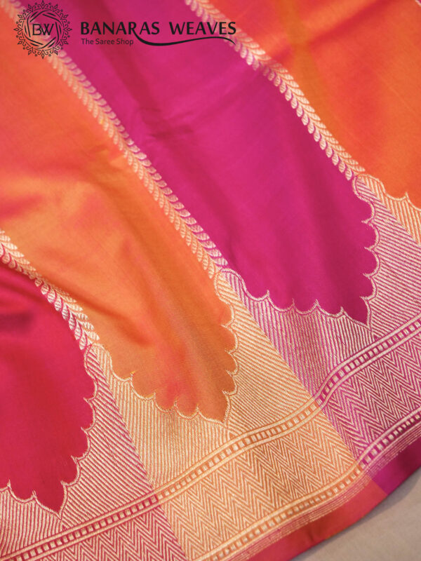 Pure Banarasi Katan Silk Saree Handloom Gold Zari Rangkaat Fancy Design - Pink Color