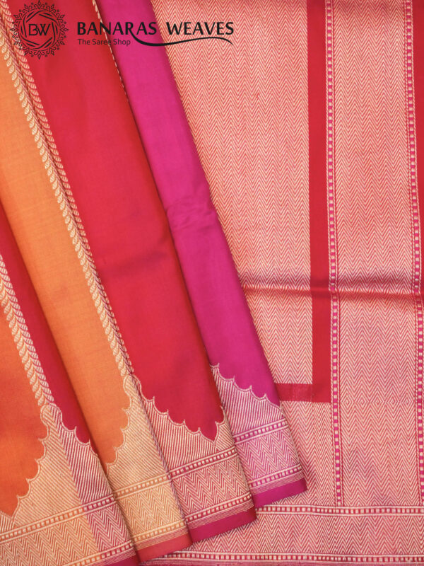 Pure Banarasi Katan Silk Saree Handloom Gold Zari Rangkaat Fancy Design - Pink Color