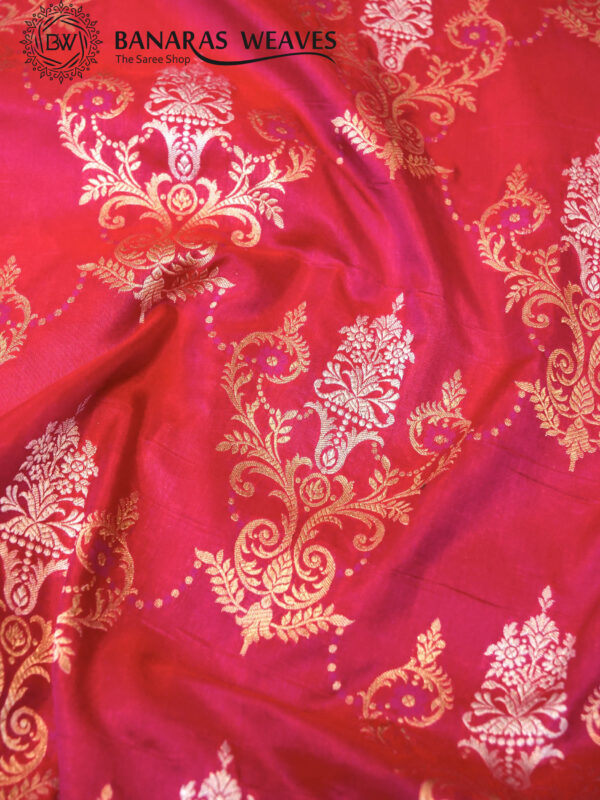 Pure Banarasi Katan Silk Saree Handloom Gold Zari Boota Design - Dark Pink Color