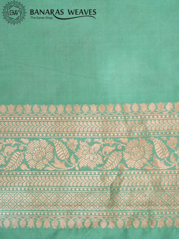 Pure Banarasi Katan Silk Saree Handloom Gold Zari Jaal Design - Seagreen Color