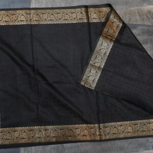 Banarasi Tanchoi Black Silk Stole