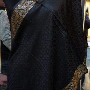 Banarasi Tanchoi Black Silk Stole